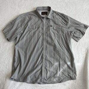 Howler Bros Shirt Mens Sz 2XL Blue Striped Short Sleeve Outdoor Fishing